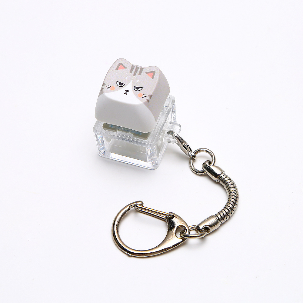 Test Switch Móc khóa Trong suốt Keycap Mèo dễ thương 1 nút