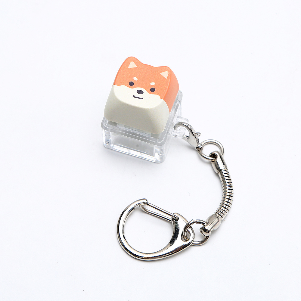 Test Switch Móc khóa Trong suốt Keycap Mèo dễ thương 1 nút