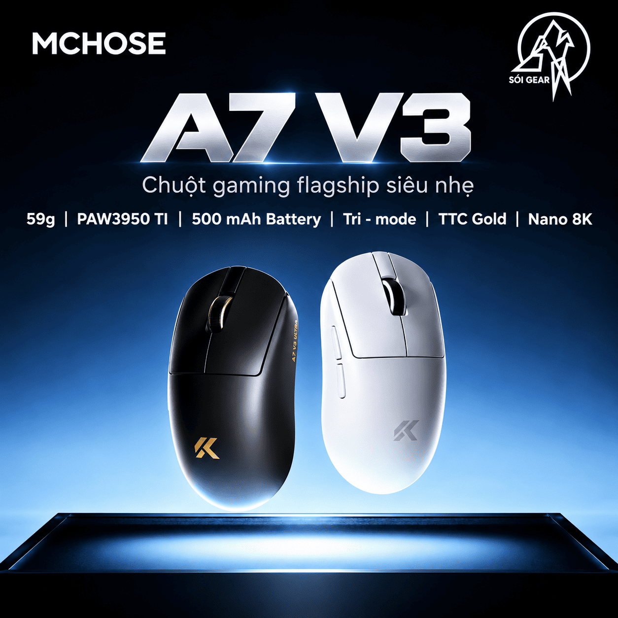[In Stock] Chuột gaming không dây Mchose A7 V3 Pro | A7 V2 Pro Plus