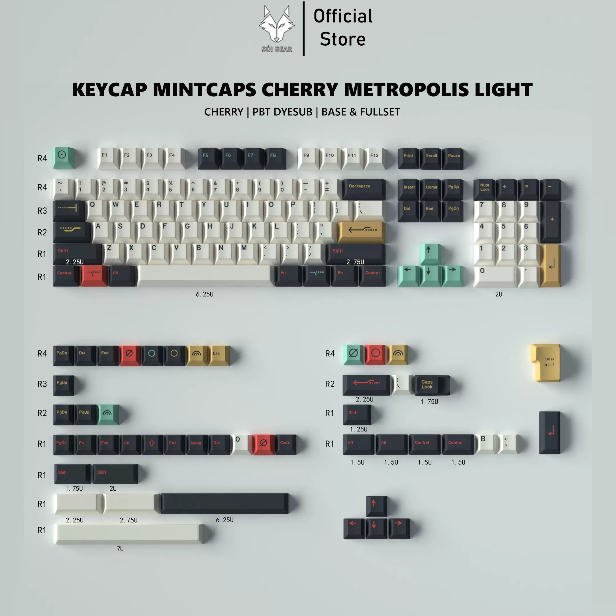 Keycap Mintcaps Cherry Metropolis Light PBT Dyesub