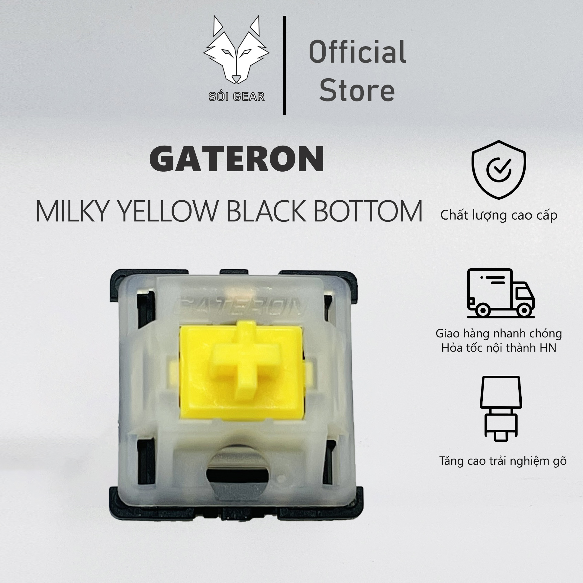 [In Stock] Switch Gateron Milky Yellow Black Bottom KS-3X47
