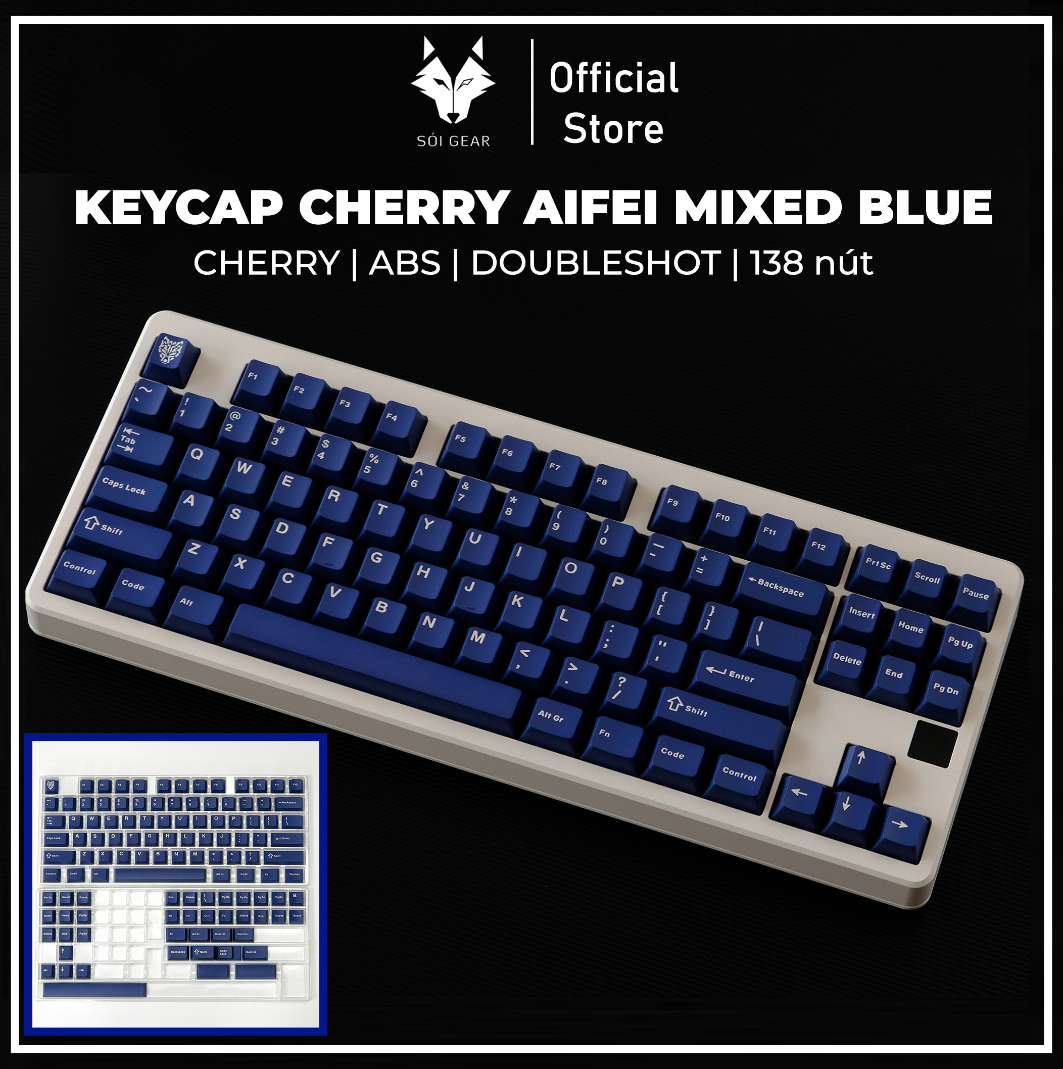 Keycap Cherry Aifei Mixed Blue ABS Doubleshot