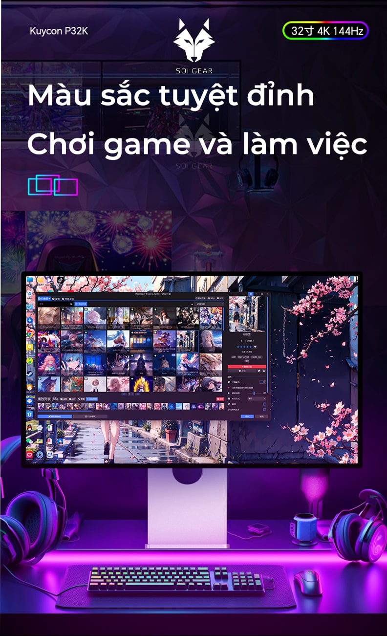 Màn hình Kuycon IPS 4K 144Hz 32 Inch P32K