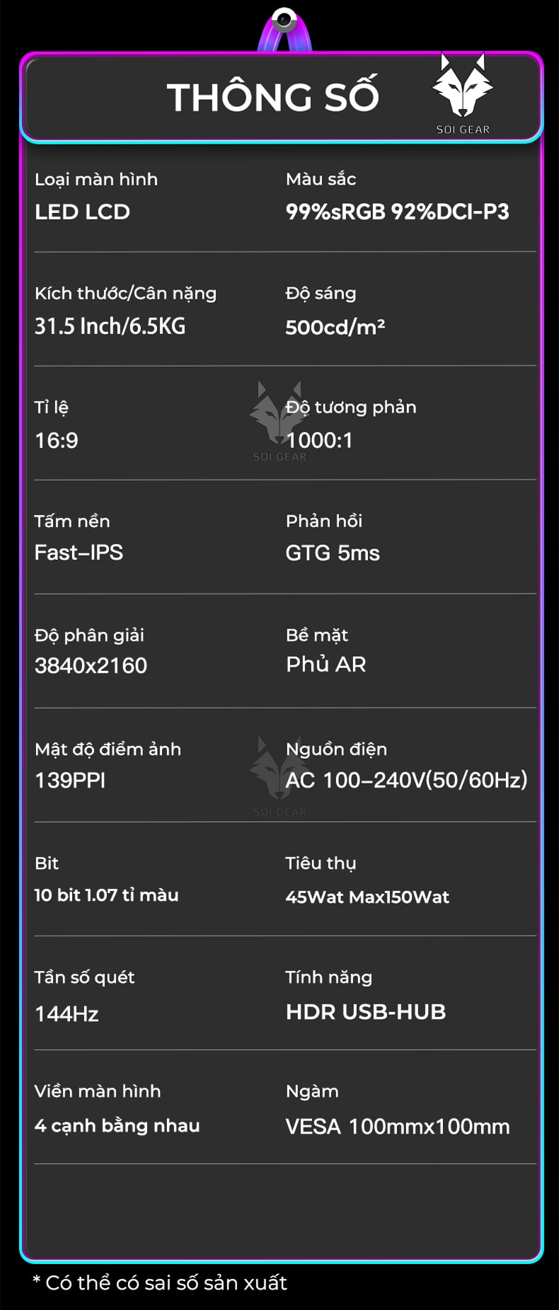 Màn hình Kuycon IPS 4K 144Hz 32 Inch P32K