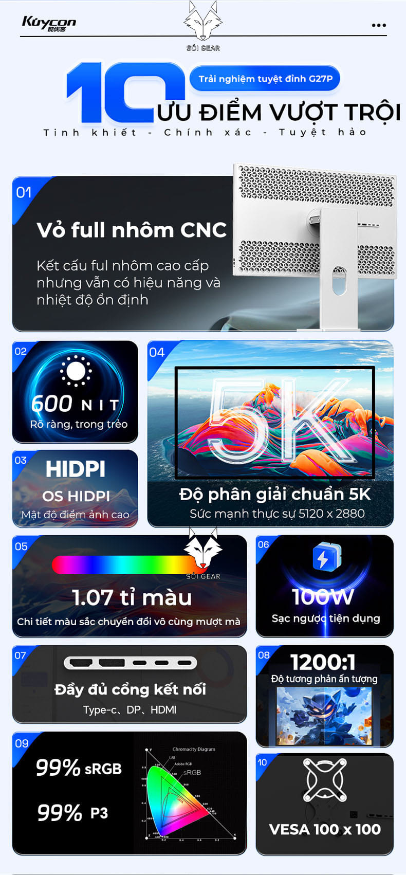Màn hình Kuycon IPS 5K 60Hz 27 Inch G27P