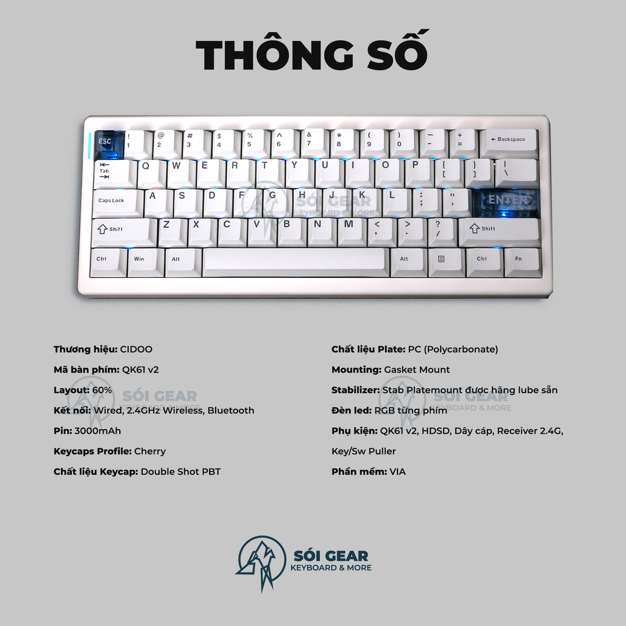 Bàn phím cơ CIDOO QK61 V2