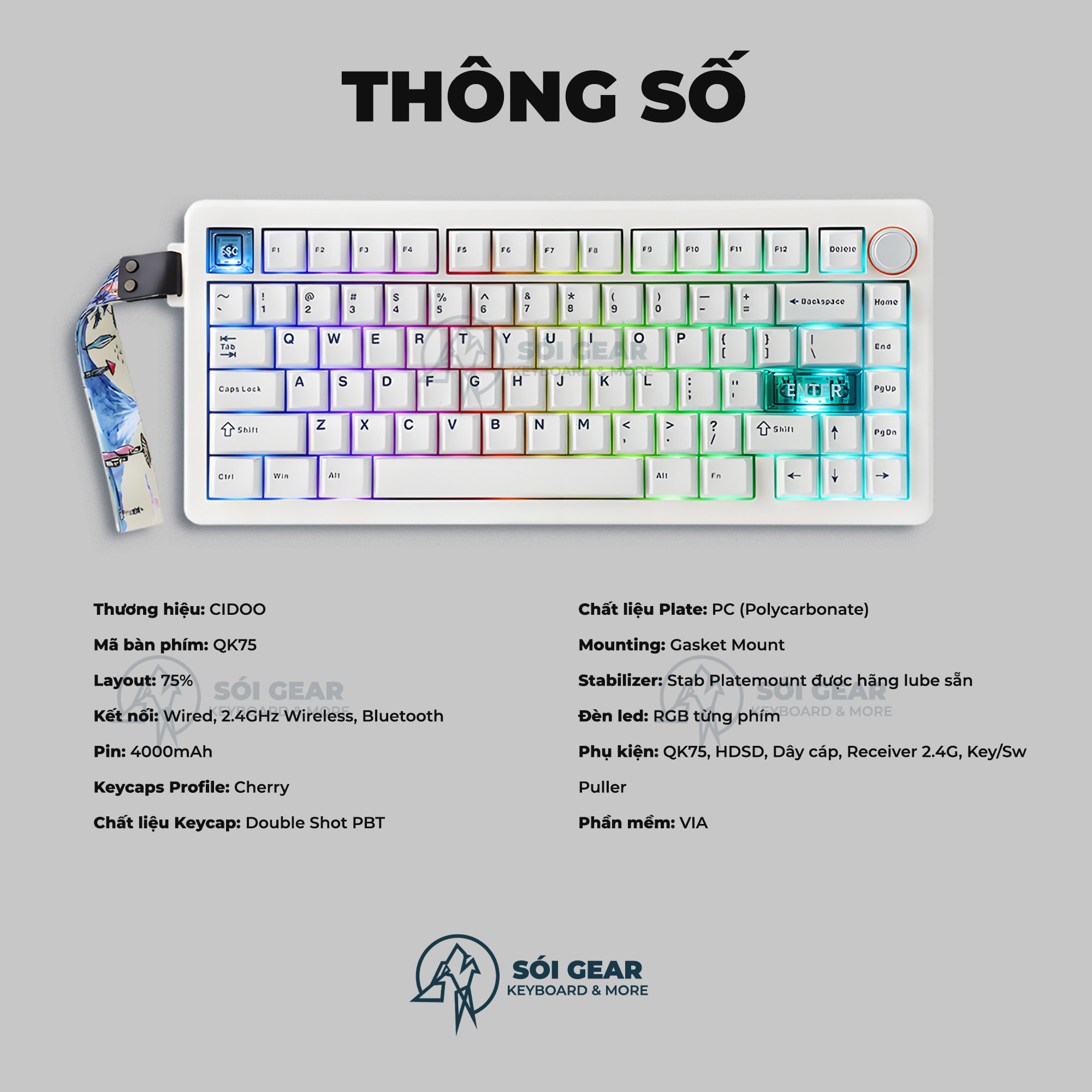 [In Stock] Bàn phím cơ CIDOO QK75