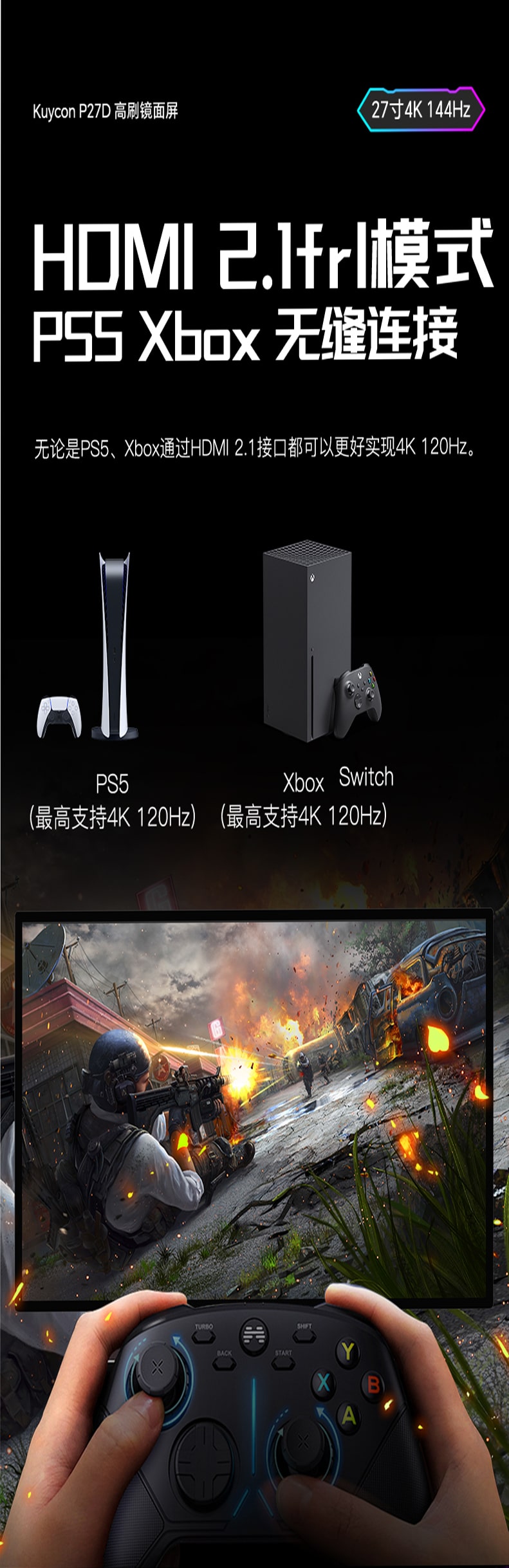Màn hình Kuycon IPS 4K 144Hz 27 Inch P27D