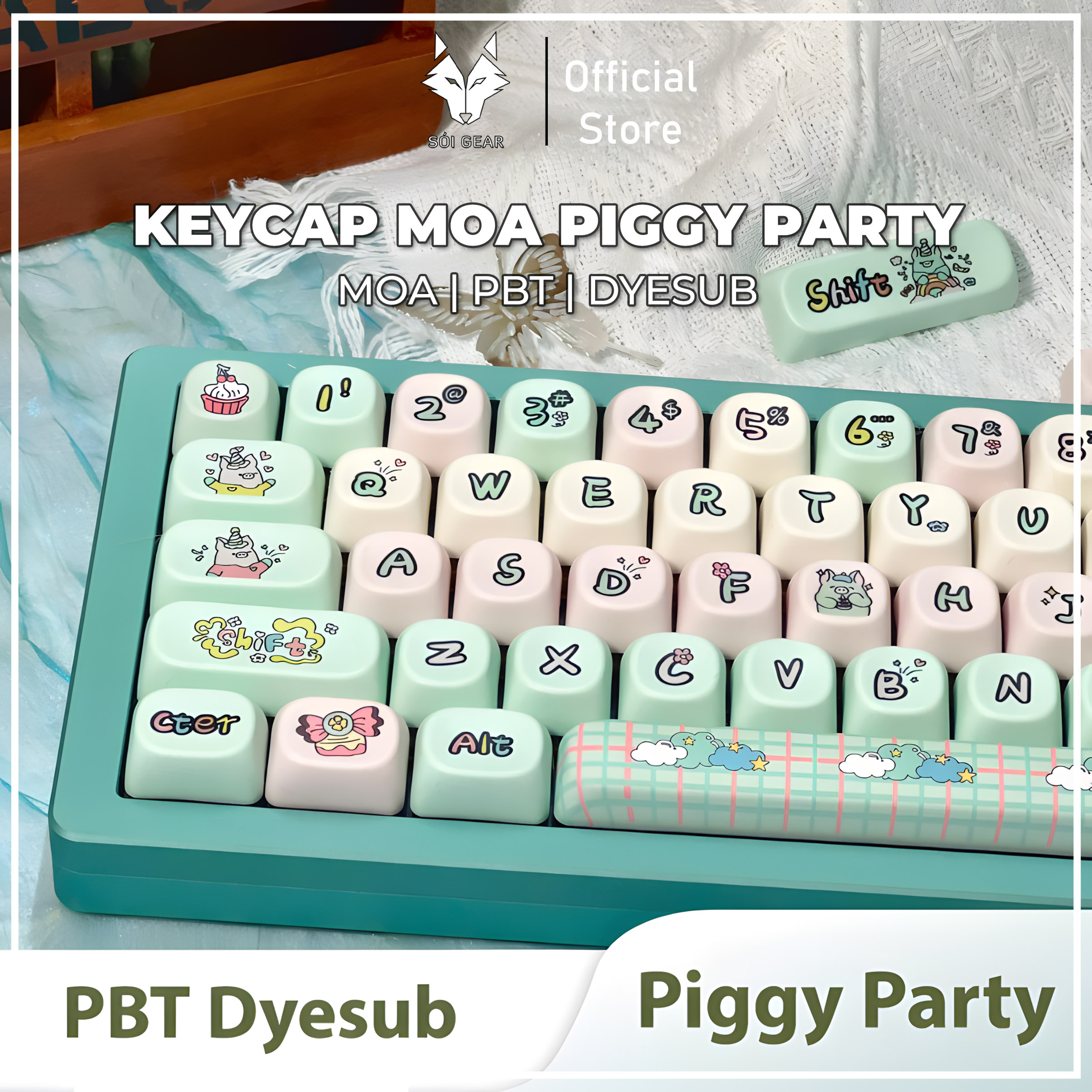 [In-stock] Keycap MOA Piggy Party PBT Dyesub