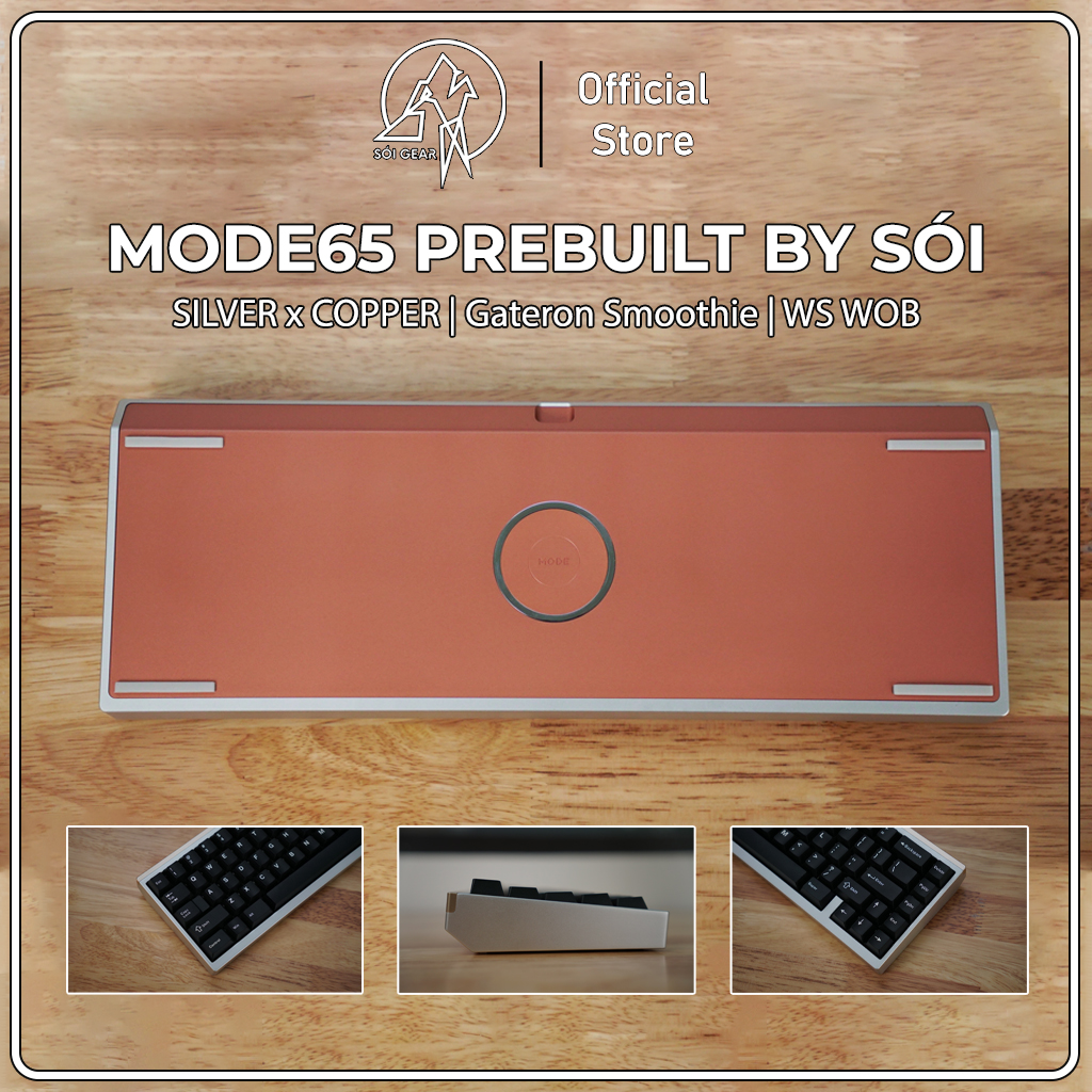 [Prebuilt by Sói] Mode New SixtyFive Silver - Copper - Switch Gateron Smoothie - Keycap WS WOB