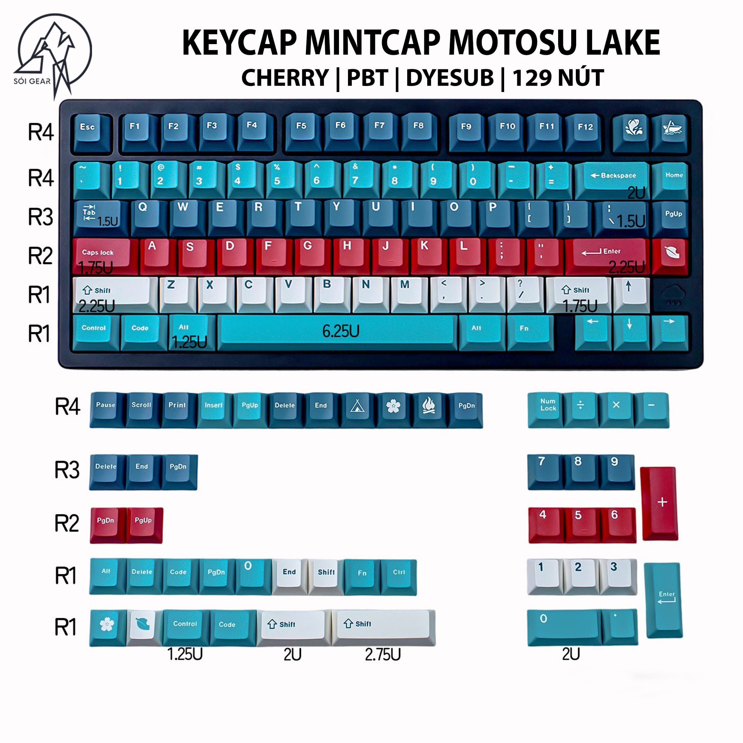 Keycap Mintcap Cherry Motosu Lake PBT Dyesub