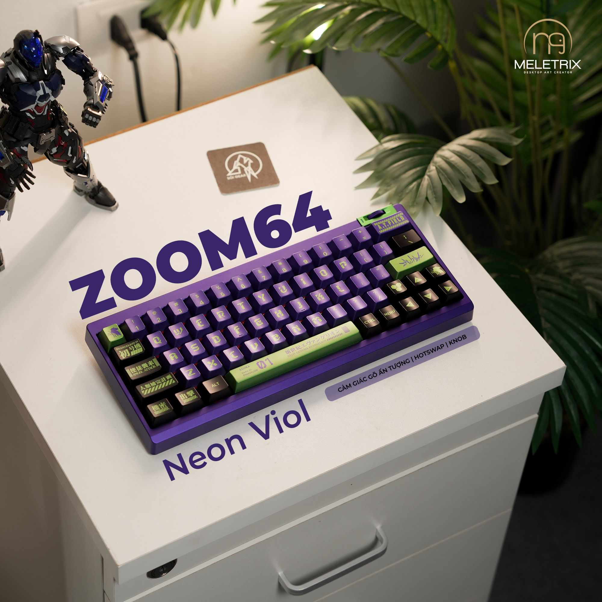 [In Stock] Zoom64 Mechanial Keyboard Kit - Neon Violet