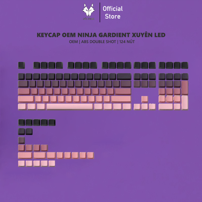 Keycap OEM Ninja Gradient Xuyên led - Xám Hồng