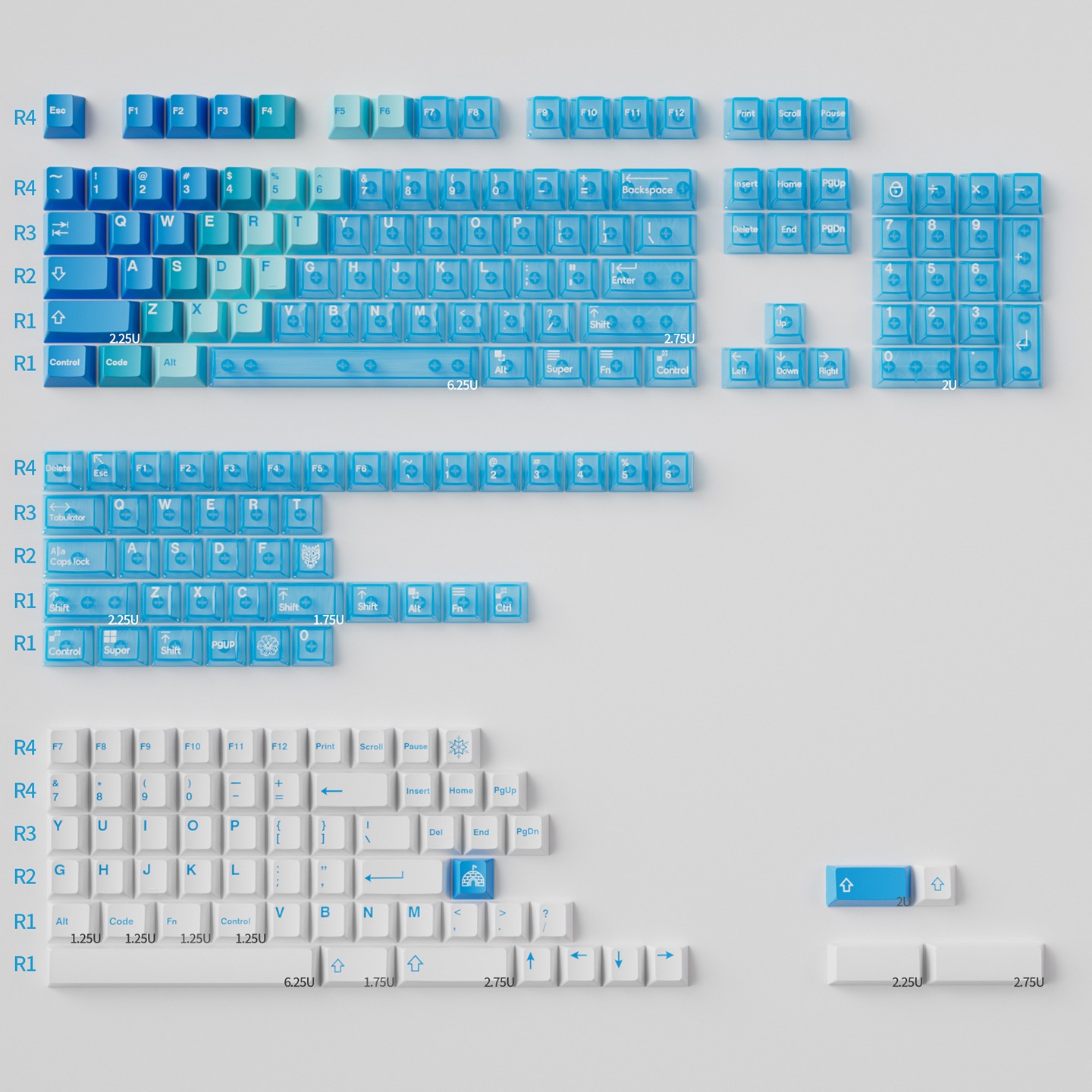 Keycap Cherry Mintcaps Núi Tuyết PBT+PC