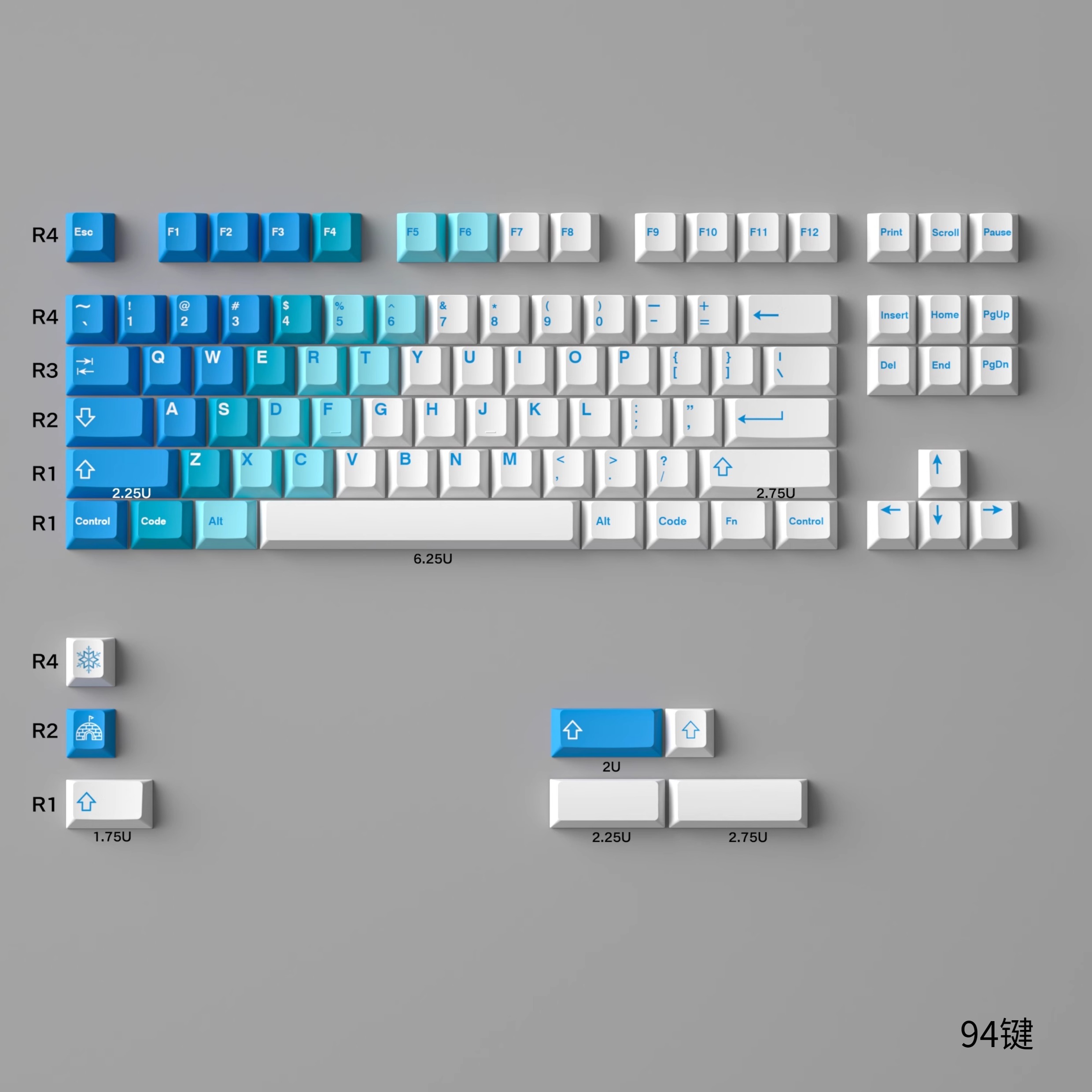 Keycap Cherry Mintcaps Núi Tuyết PBT+PC