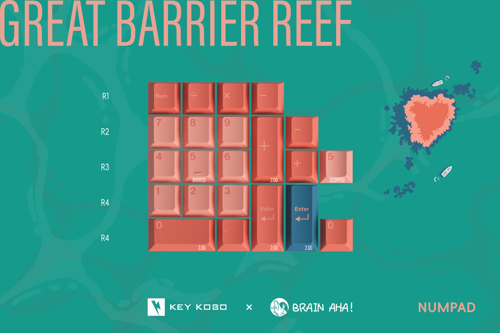 Keycap Cherry KeyKobo The Great Barrier Reef ABS Doubleshot