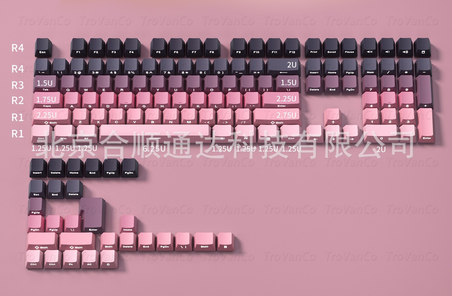 Keycap OEM Ninja Gradient Xuyên led - Xám Hồng