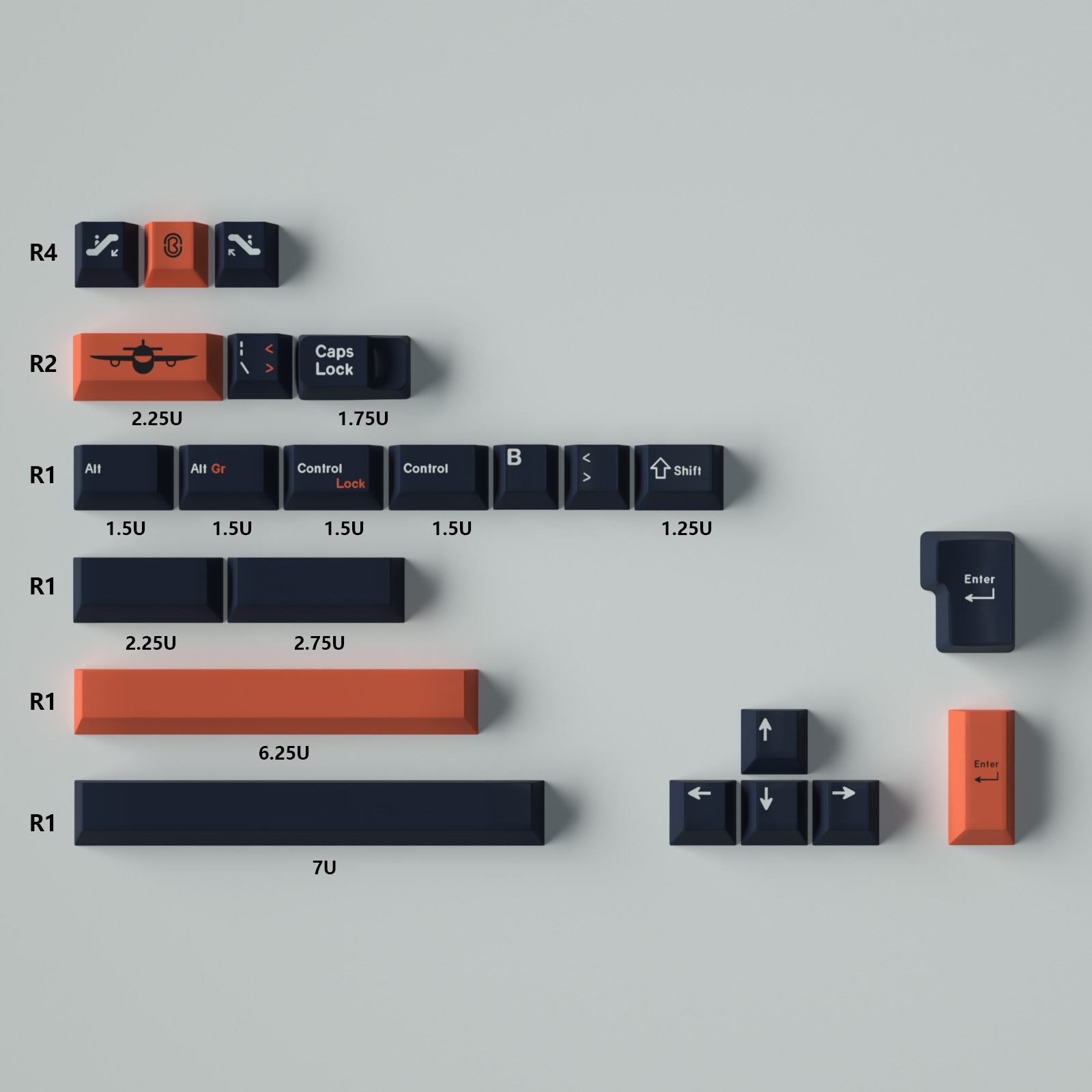 Keycap Mintcaps Cherry Flight PBT Dyesub
