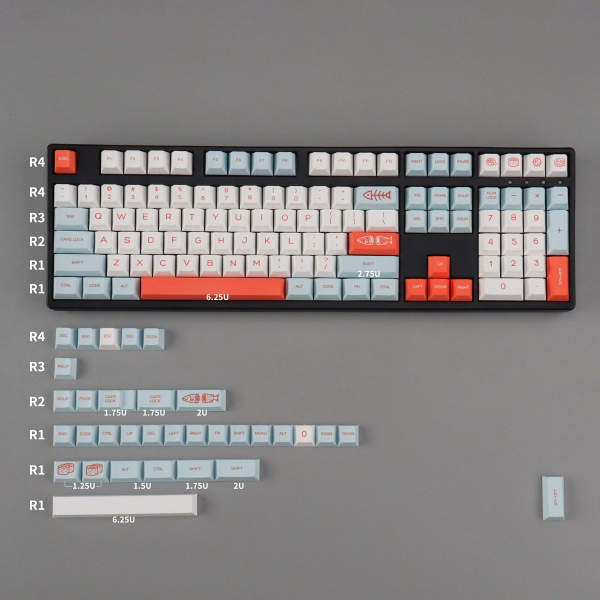 Keycap Mintcaps Cherry Salmon PBT Dyesub