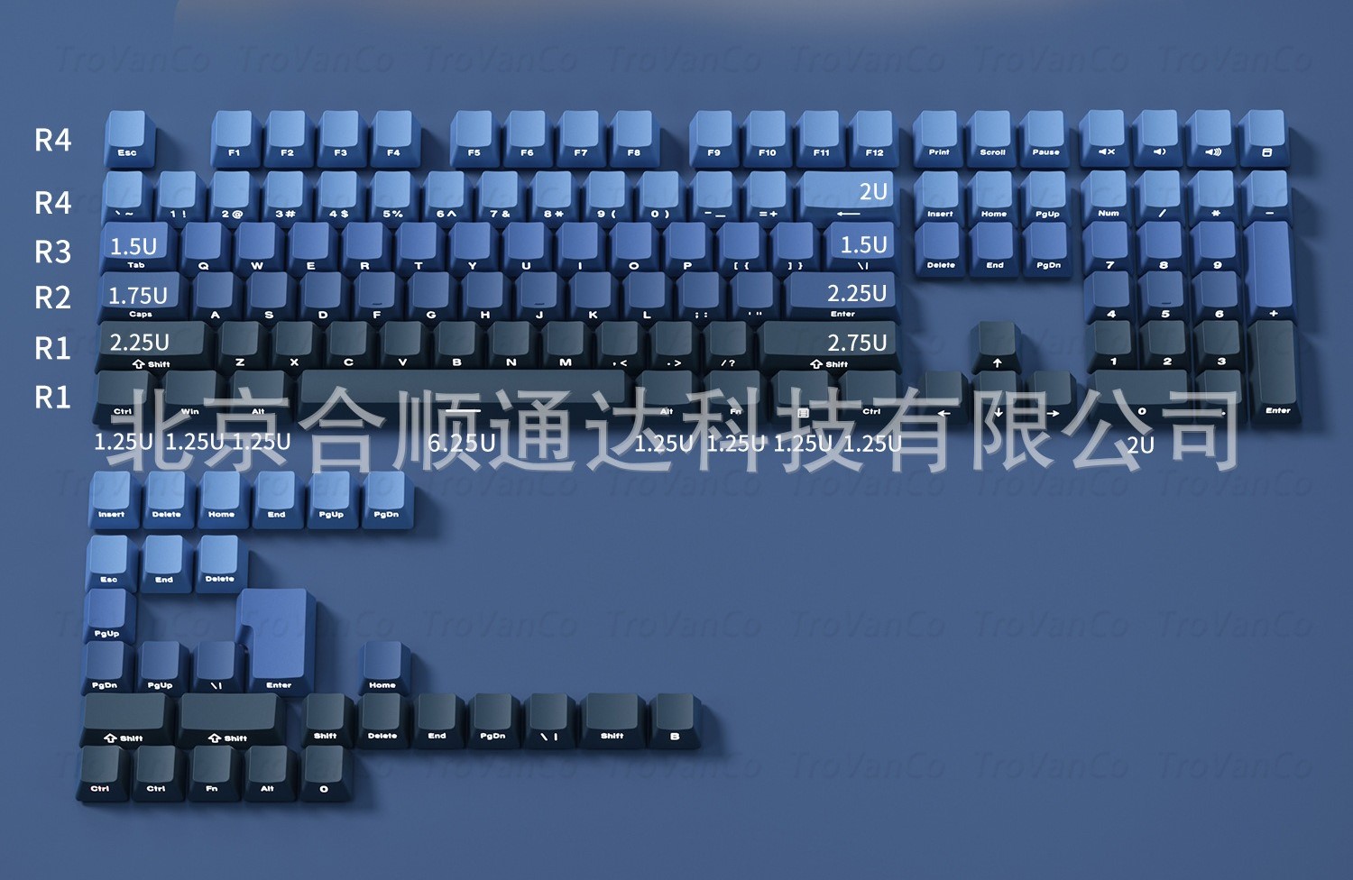 [In-stock] Keycap OEM PBT Ninja Gradient Xuyên led - Xanh Blue