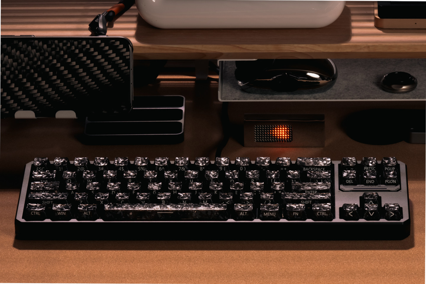 Keycap Mintcap Black Ice Texture Translucent Cherry Carbon Fiber