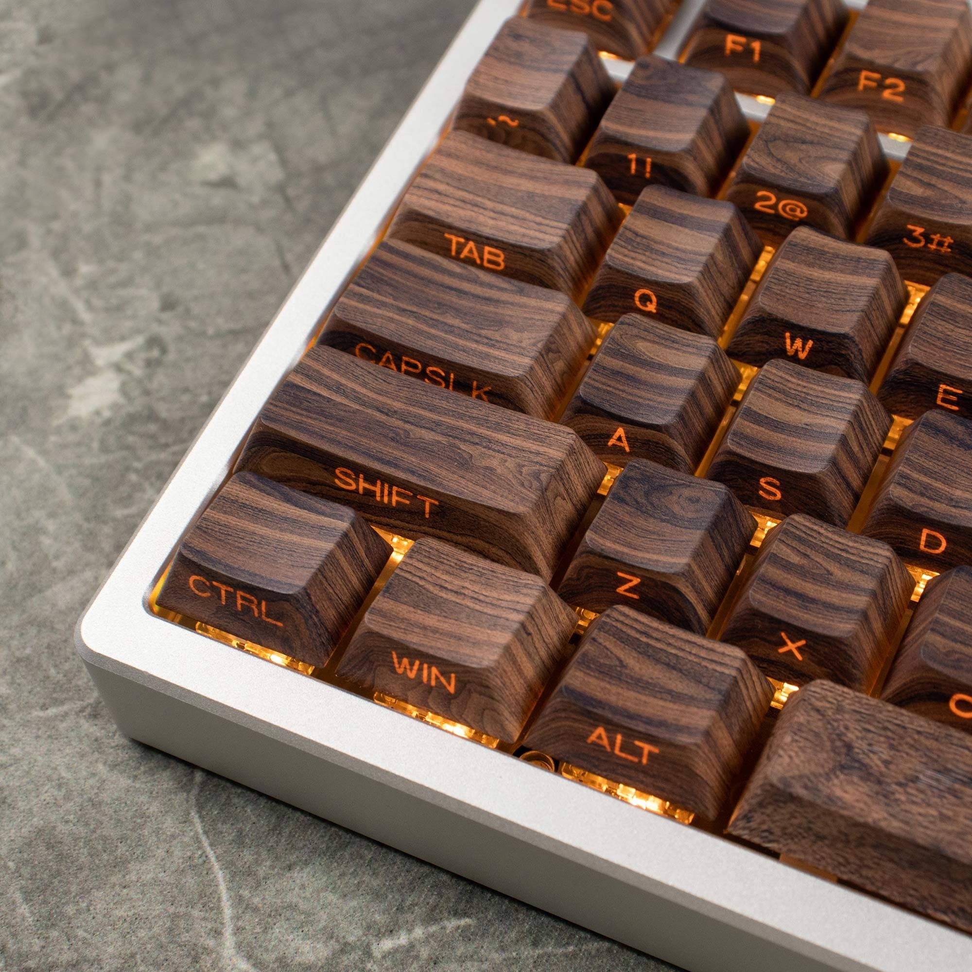 Keycap Cherry Walnut PBT Dyesub Xuyên Led