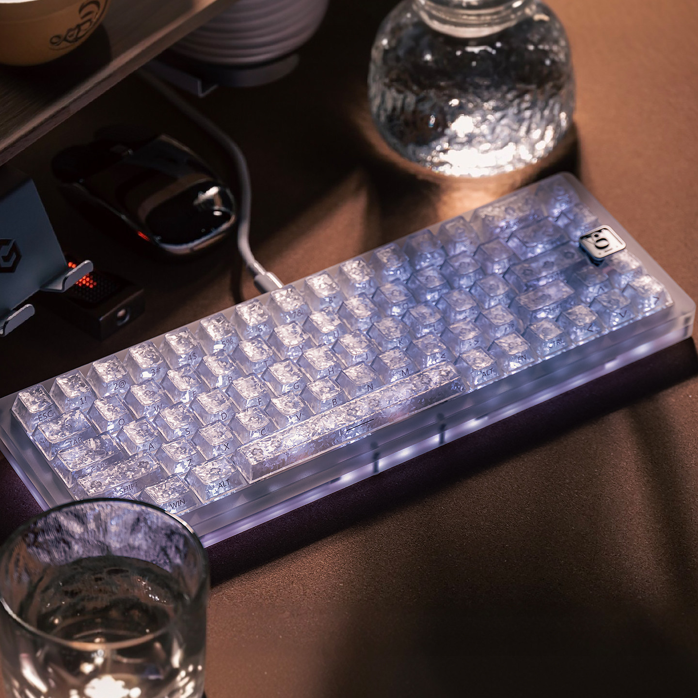 Keycap Mintcap White Ice Texture Translucent Cherry Carbon Fiber