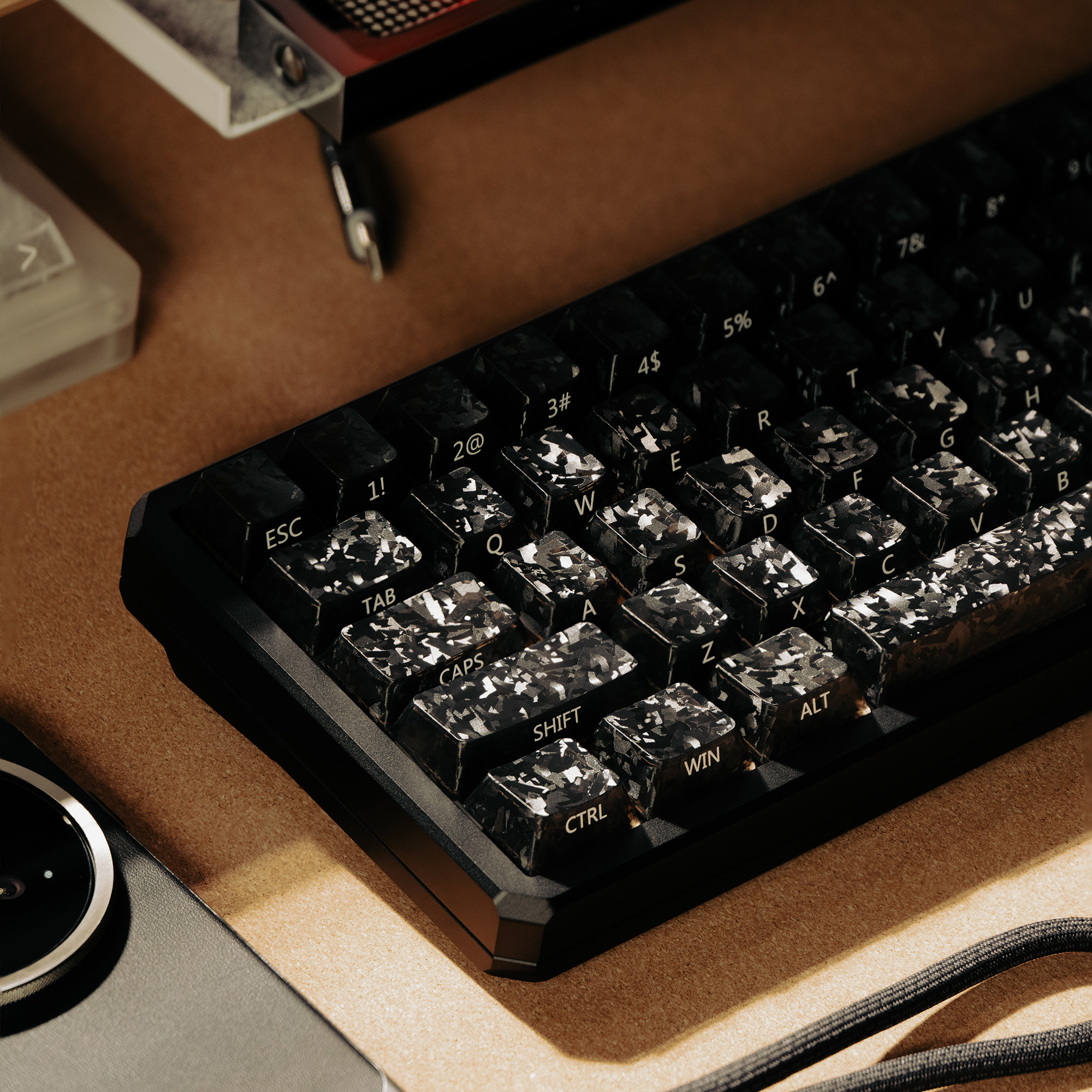 Keycap Mintcap Black Ice Texture Translucent Cherry Carbon Fiber