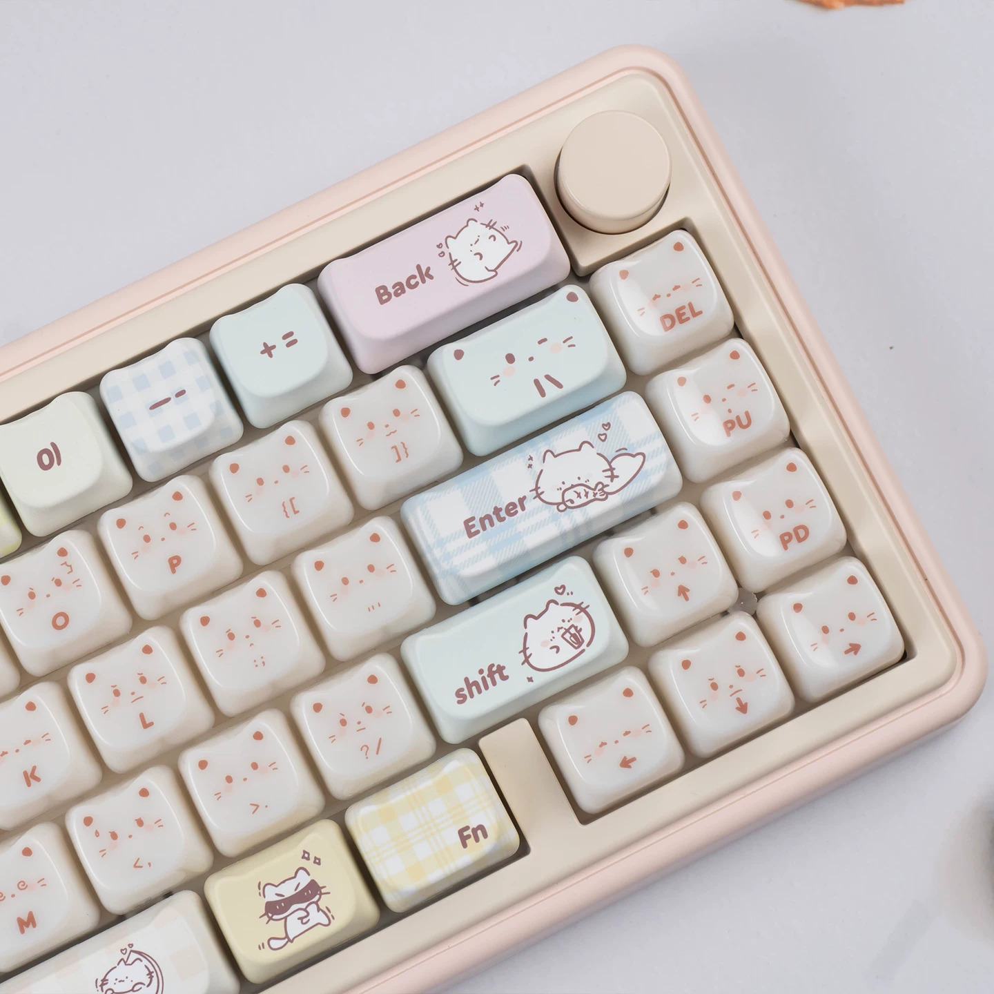 Keycap Mintcap Greedy Kitten MAO PBT+PC Xuyên Led