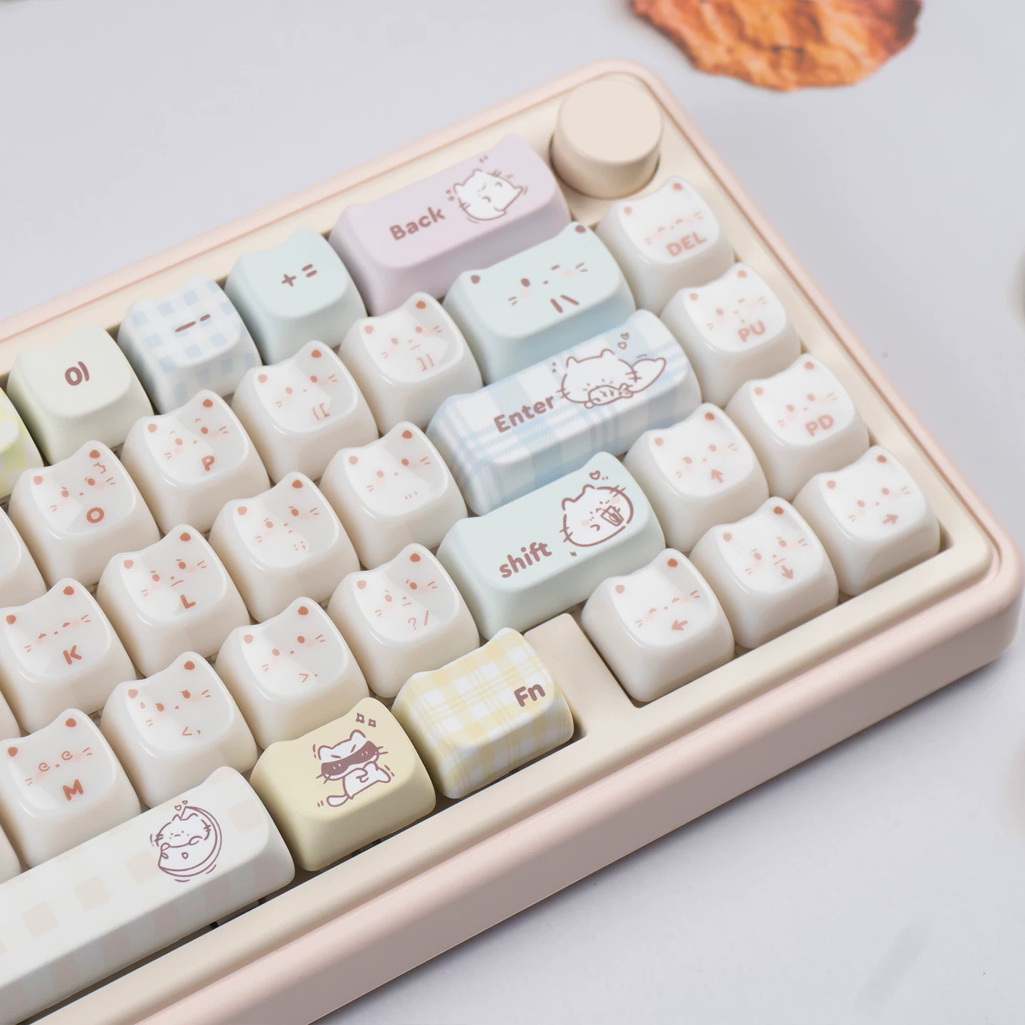 Keycap Mintcap Greedy Kitten MAO PBT+PC Xuyên Led