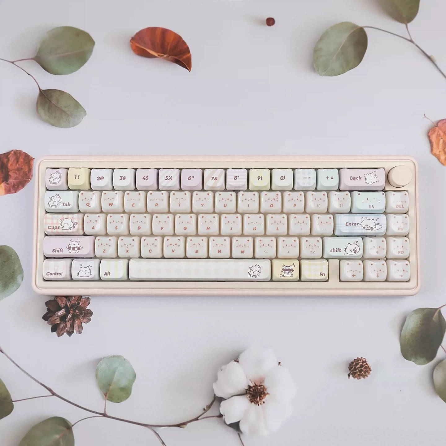 Keycap Mintcap Greedy Kitten MAO PBT+PC Xuyên Led