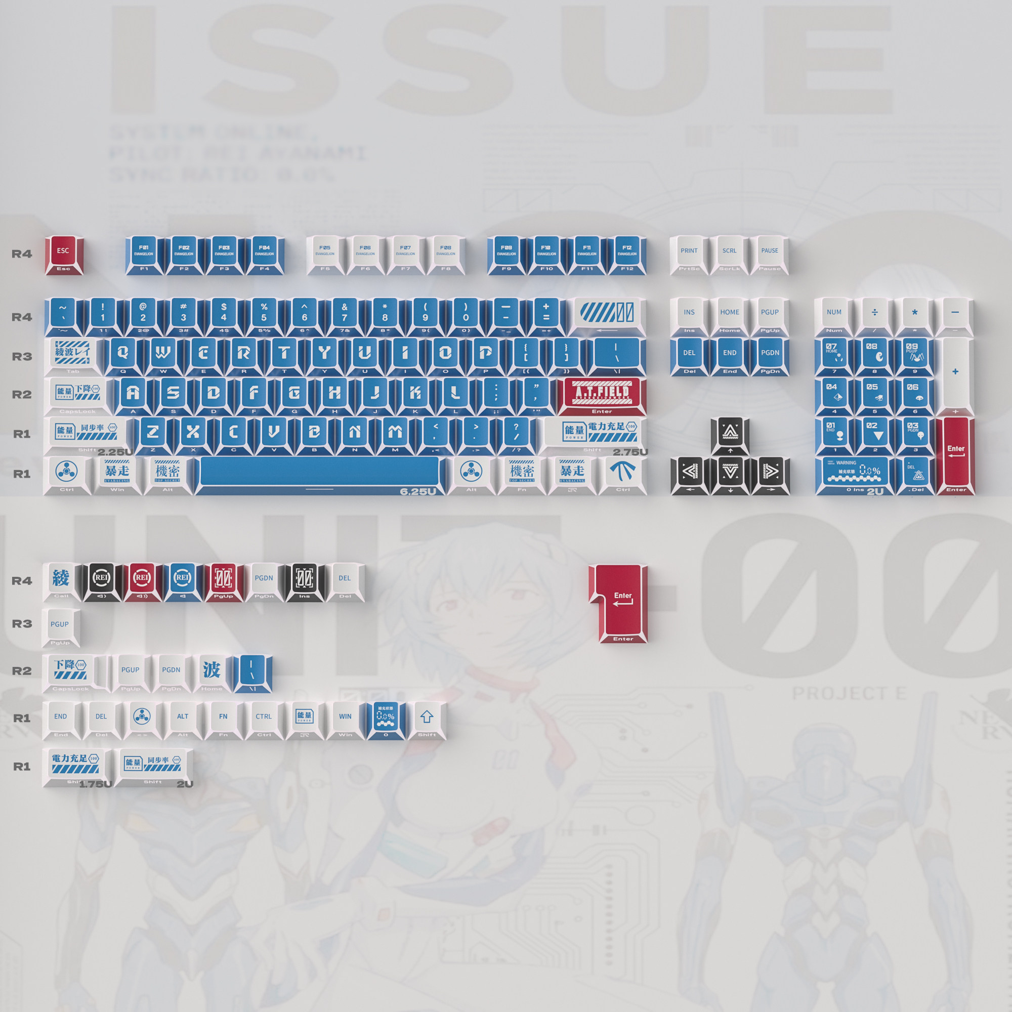 Keycap Mintcap Lilith Evangelion Xuyên Led Cherry PBT Dyesub