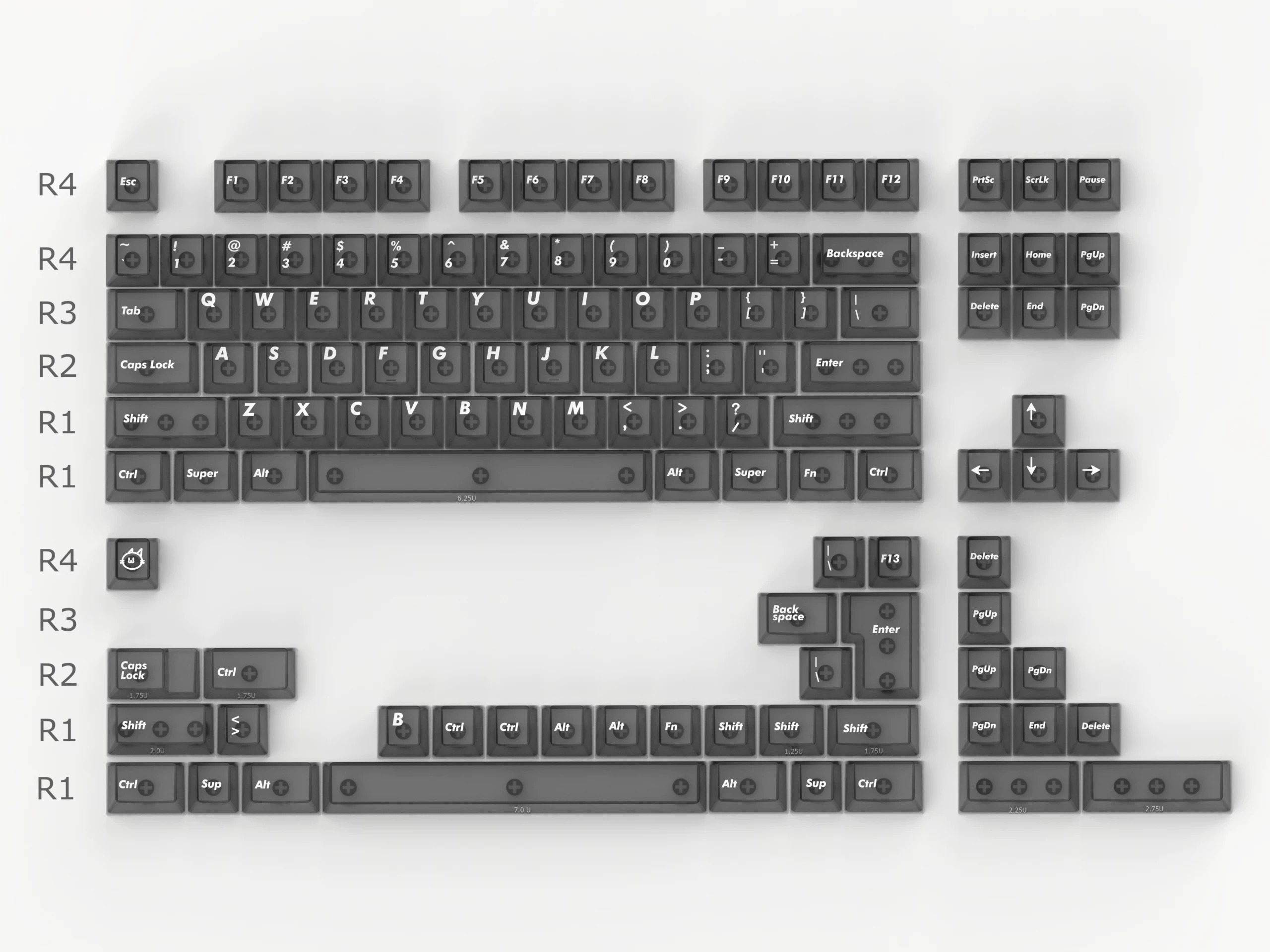 Keycap Aifei Foggy Cherry ABS Xuyên led