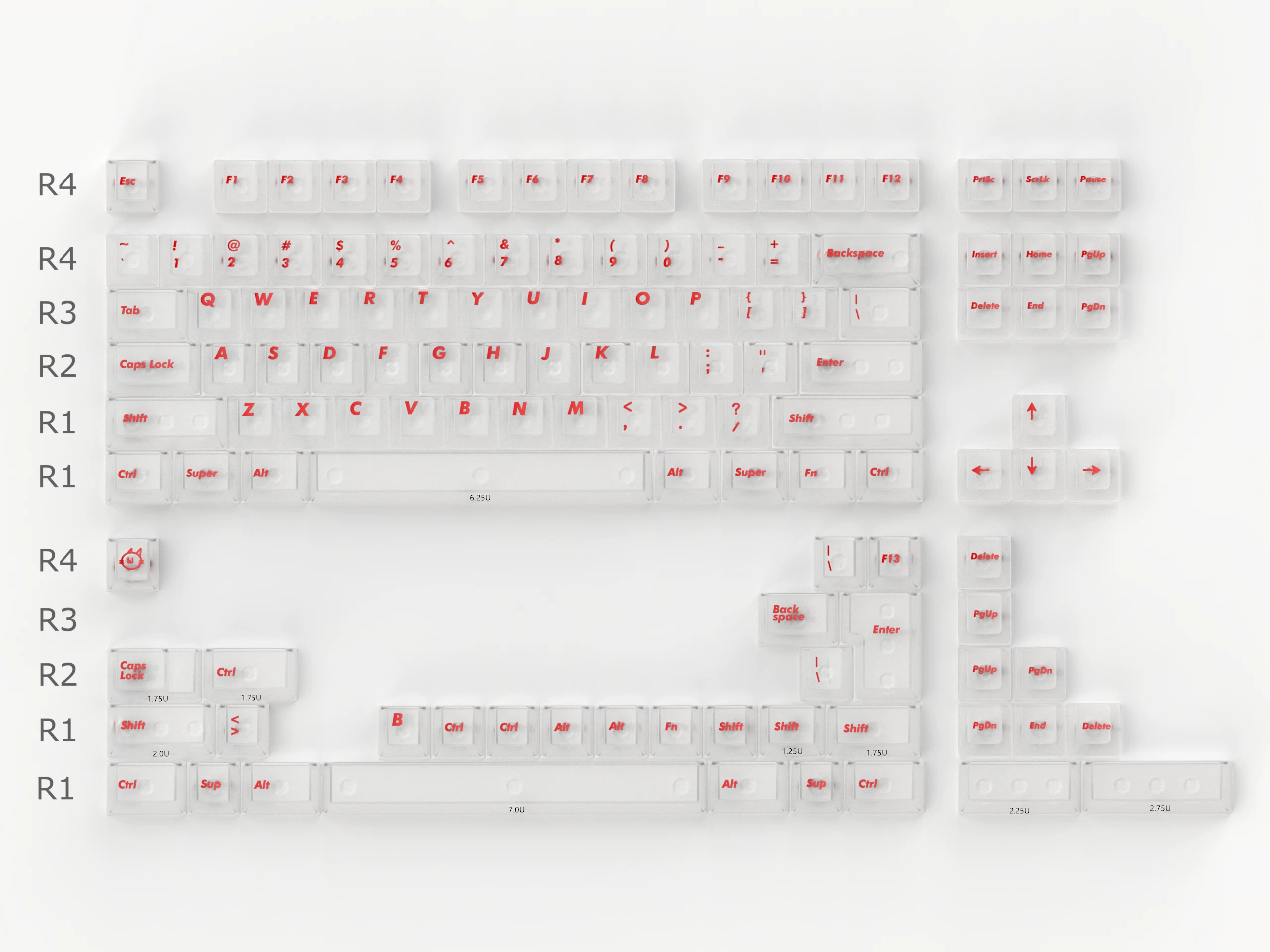 Keycap Aifei Foggy Cherry ABS Xuyên led