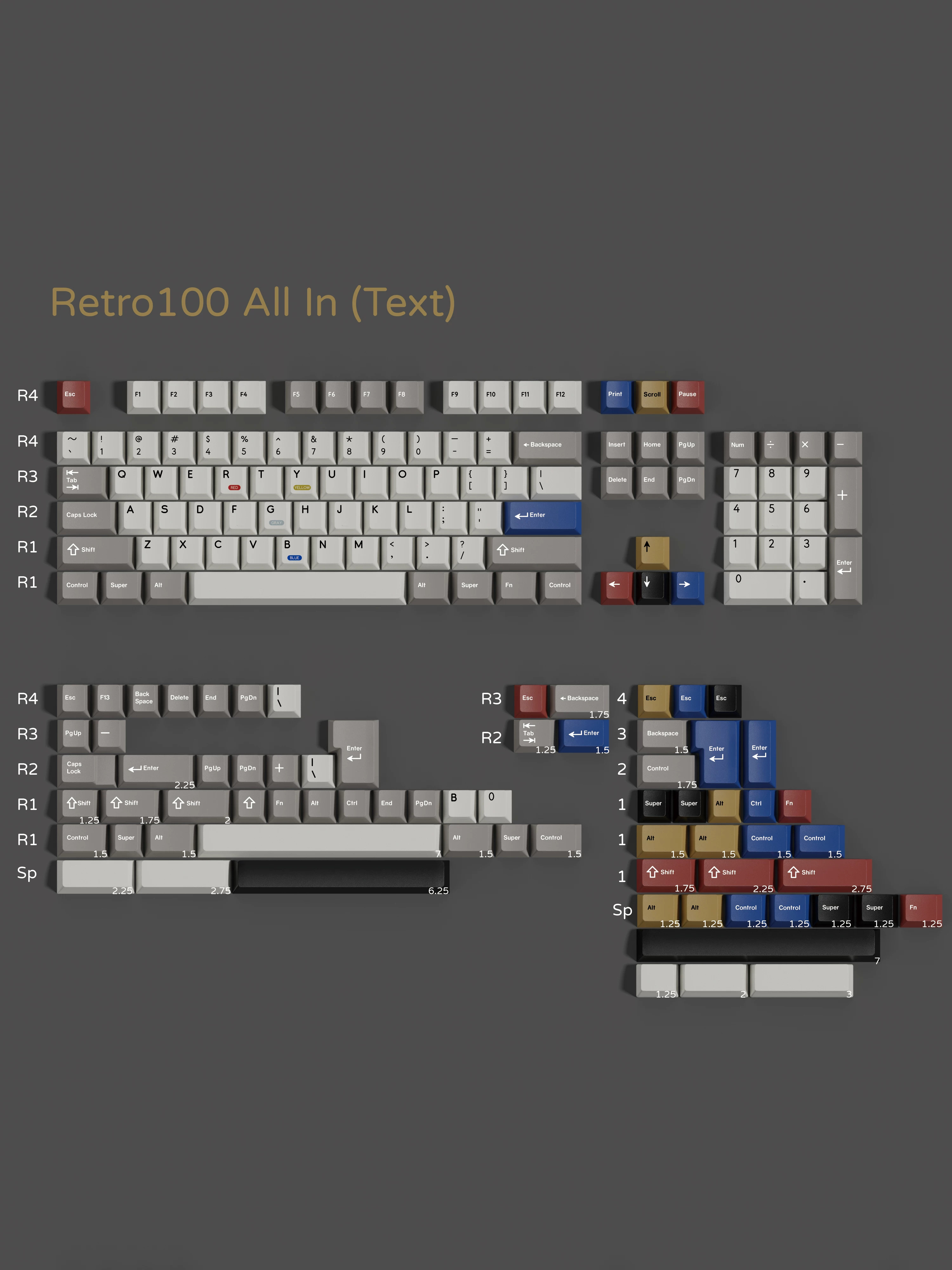 Keycap Walker Cherry Retro100 PBT Dyesub (Text)