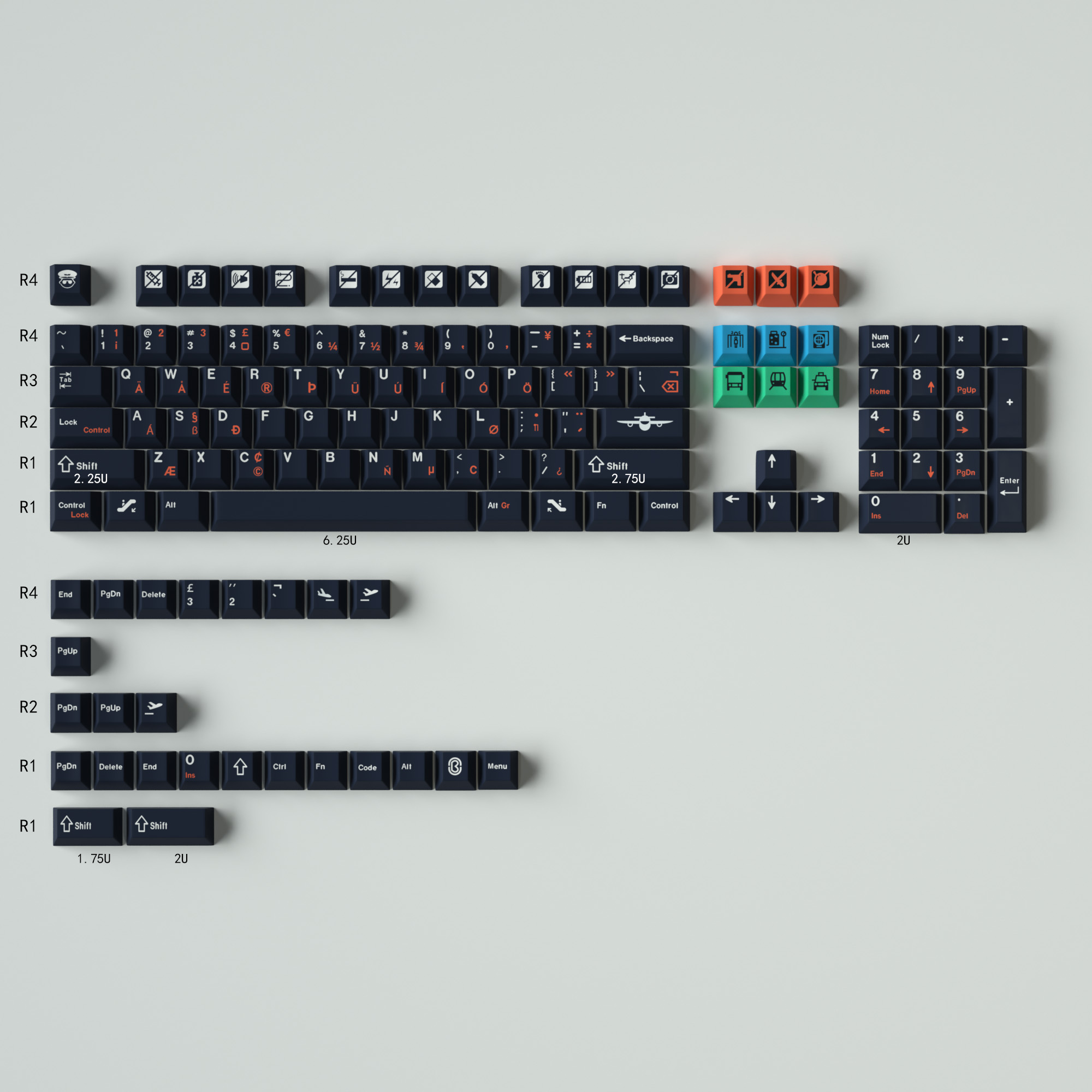 Keycap Mintcaps Cherry Flight PBT Dyesub