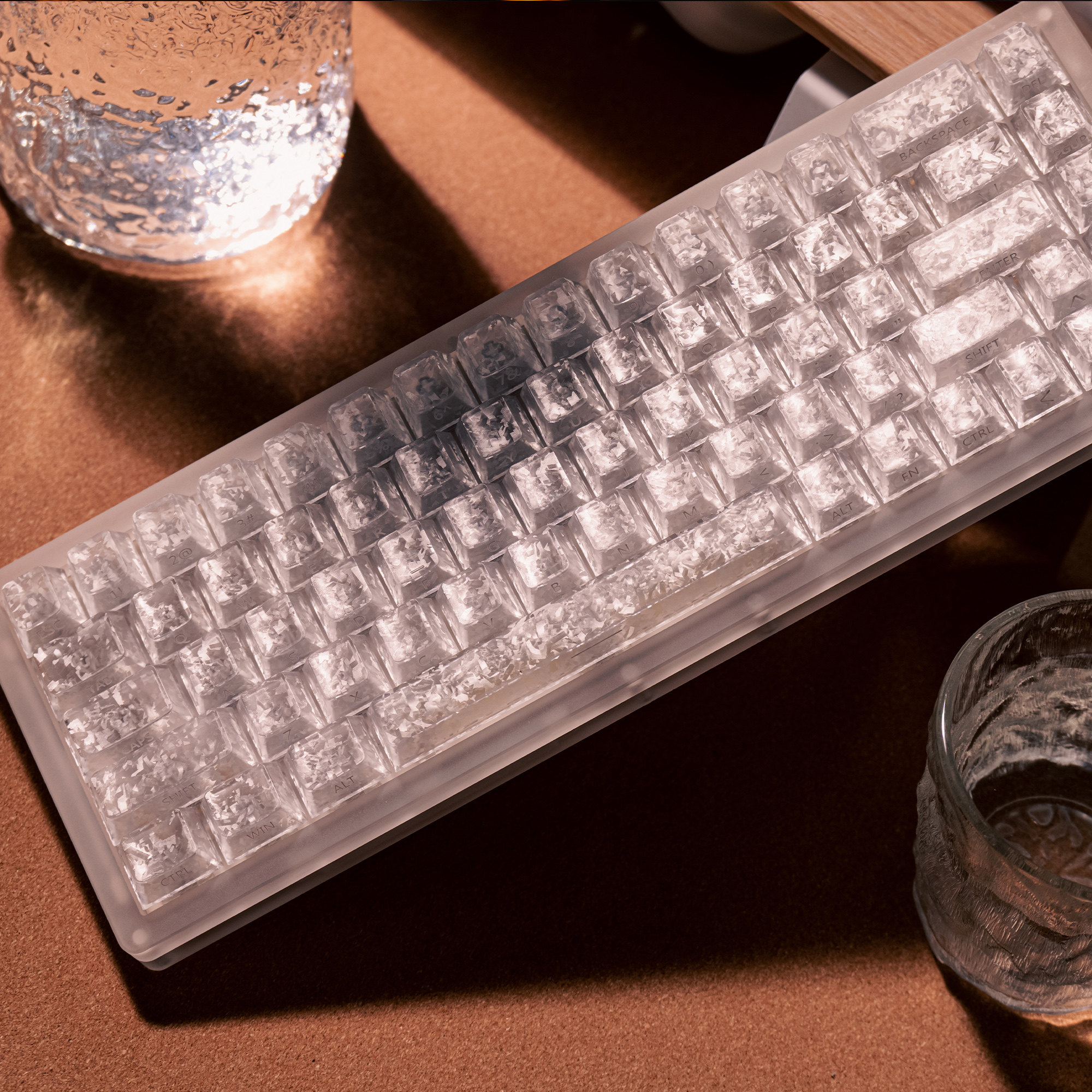 Keycap Mintcap White Ice Texture Translucent Cherry Carbon Fiber