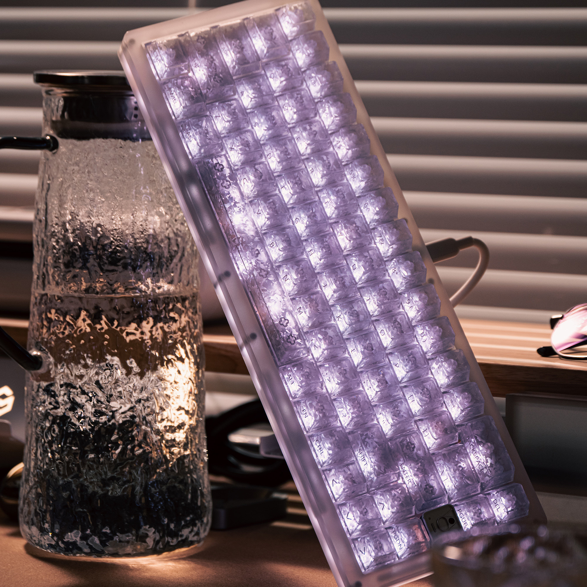 Keycap Mintcap White Ice Texture Translucent Cherry Carbon Fiber