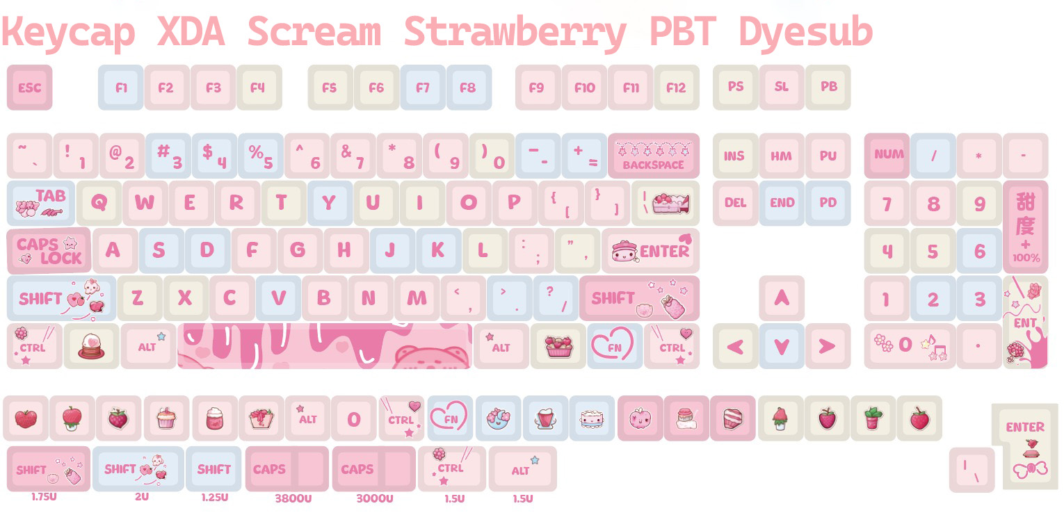 Keycap XDA Cream Strawberry PBT Dyesub
