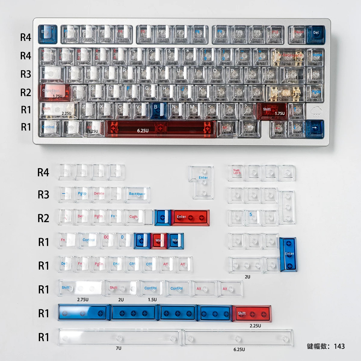 Keycap Cherry Aifei PC Xuyên led
