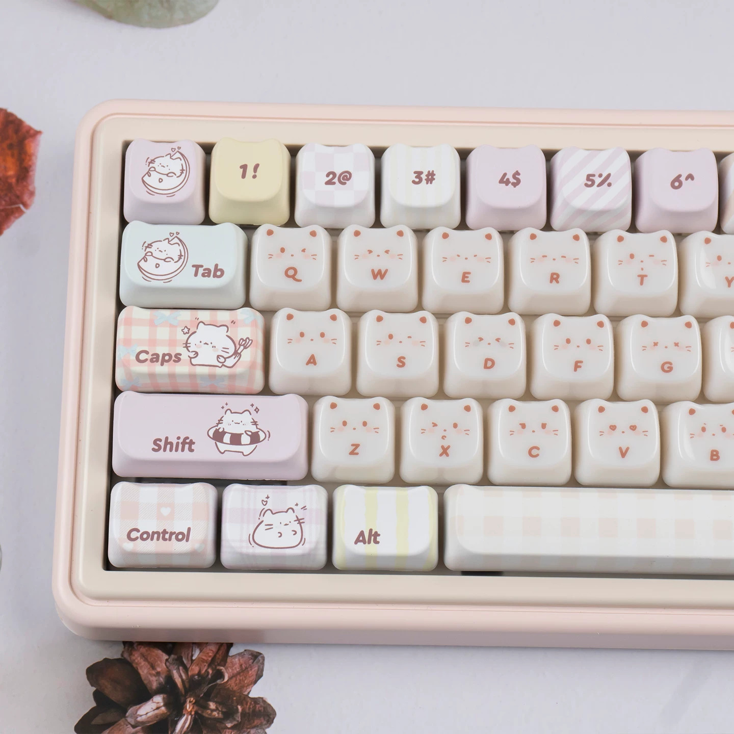 Keycap Mintcap Greedy Kitten MAO PBT+PC Xuyên Led