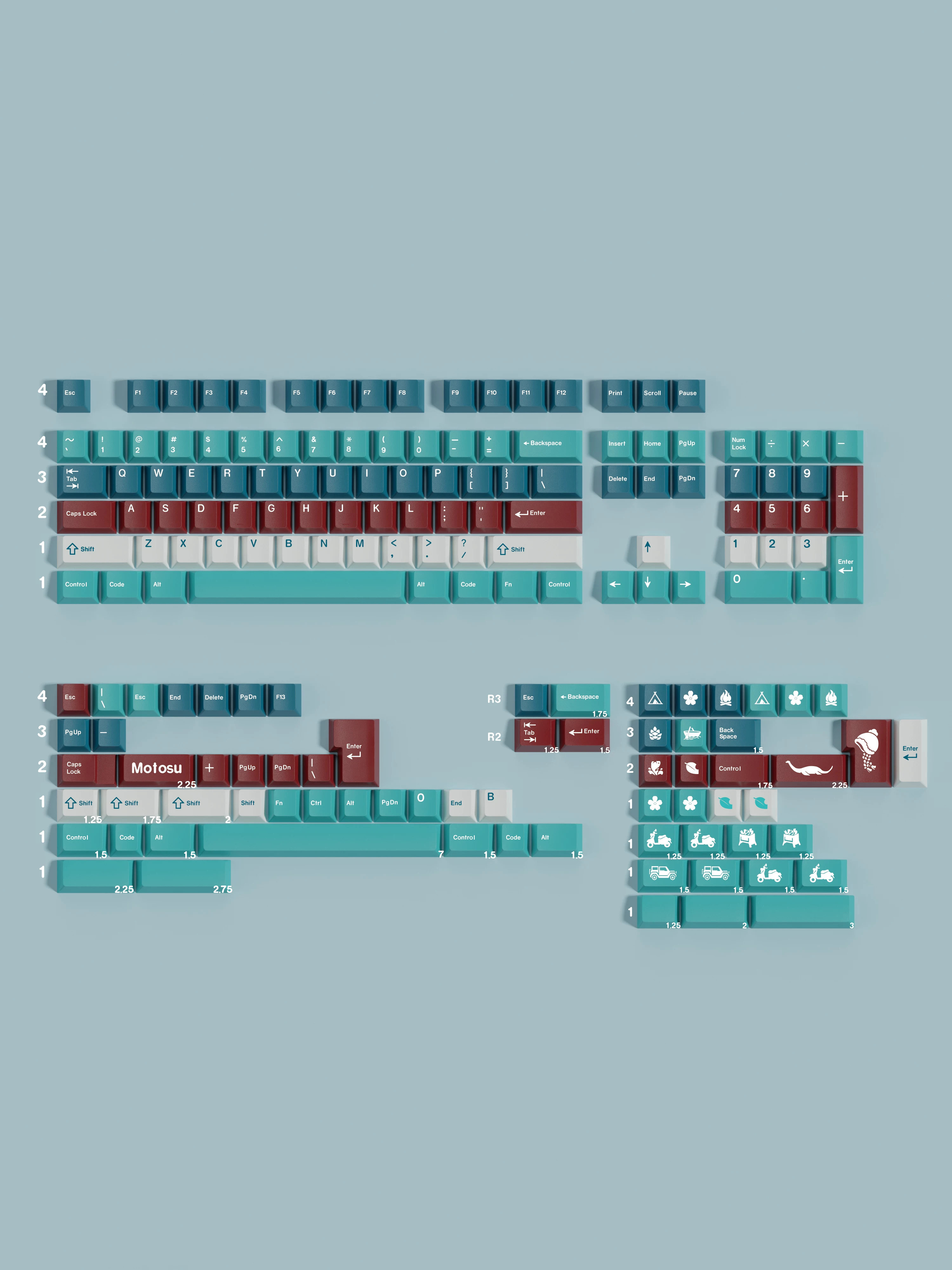 Keycap Walker Motosu Lake Cherry PBT Dyesub