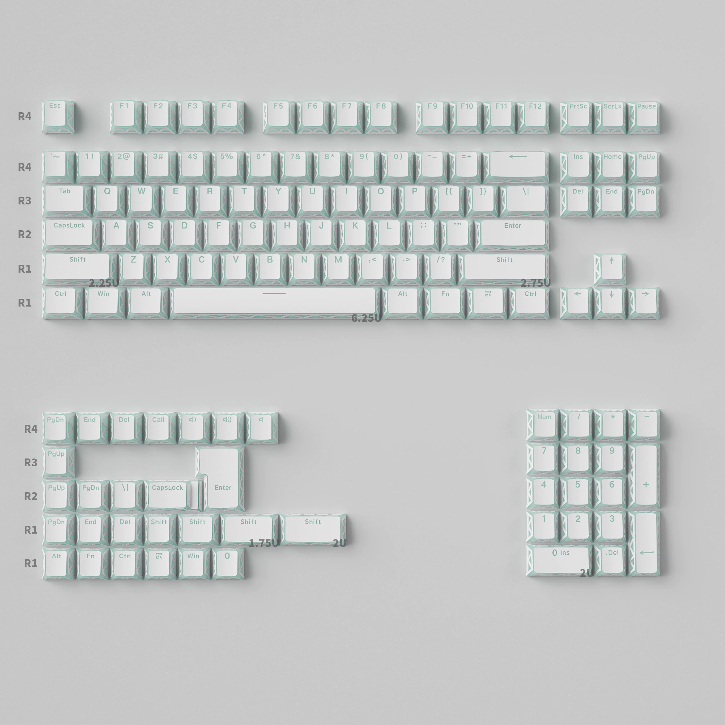 Keycap Mintcaps Hollow Xuyên led Cherry PC+PBT Doubleshot