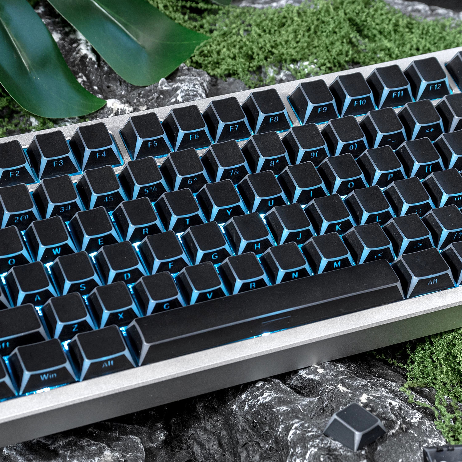 Keycap Mintcap Đen Xuyên LED Cạnh Viền Cherry PBT