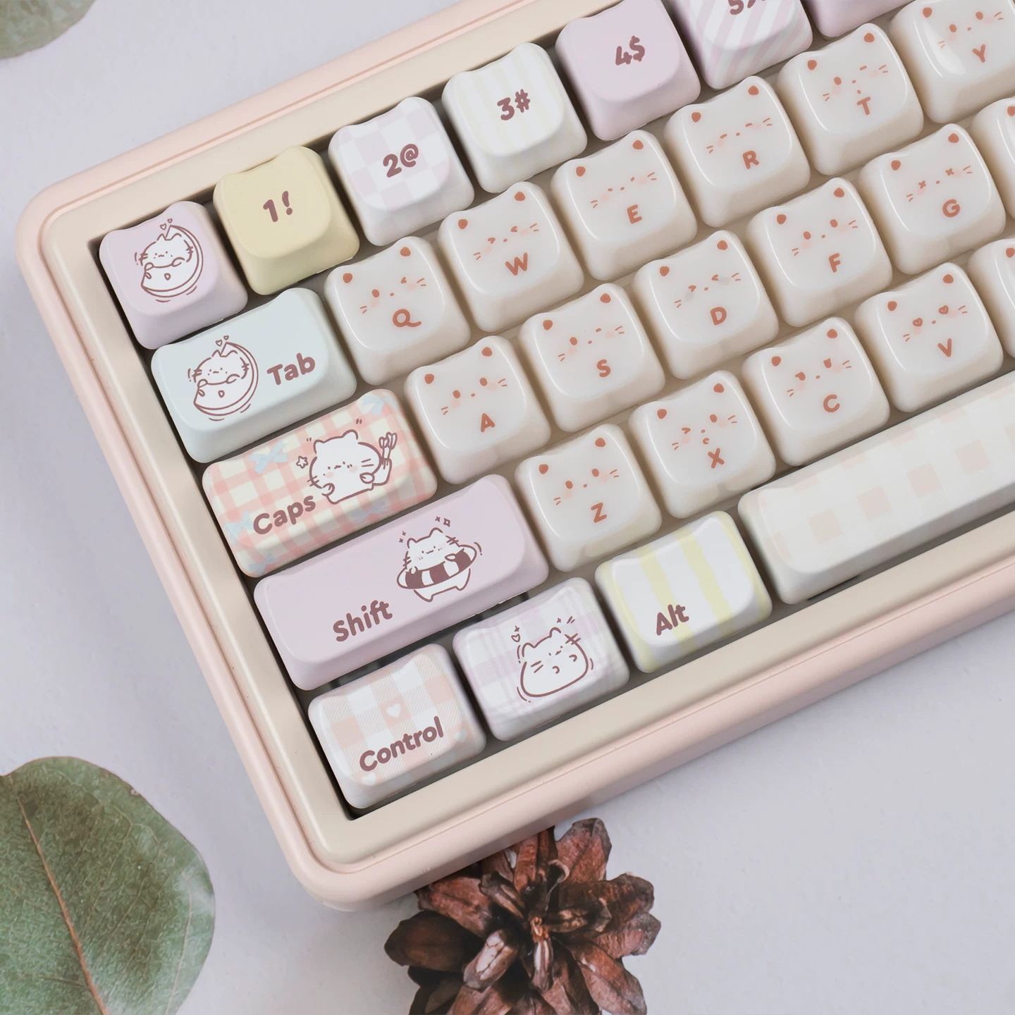 Keycap Mintcap Greedy Kitten MAO PBT+PC Xuyên Led