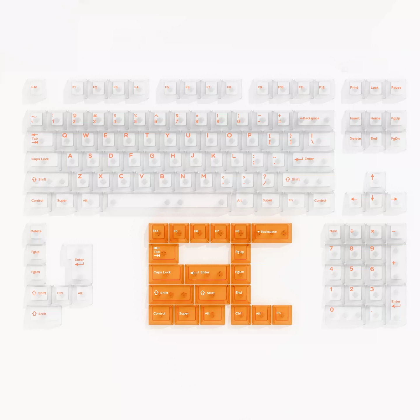 Keycap Mintcap Whit Mist Orange Cherry PC Xuyên Led