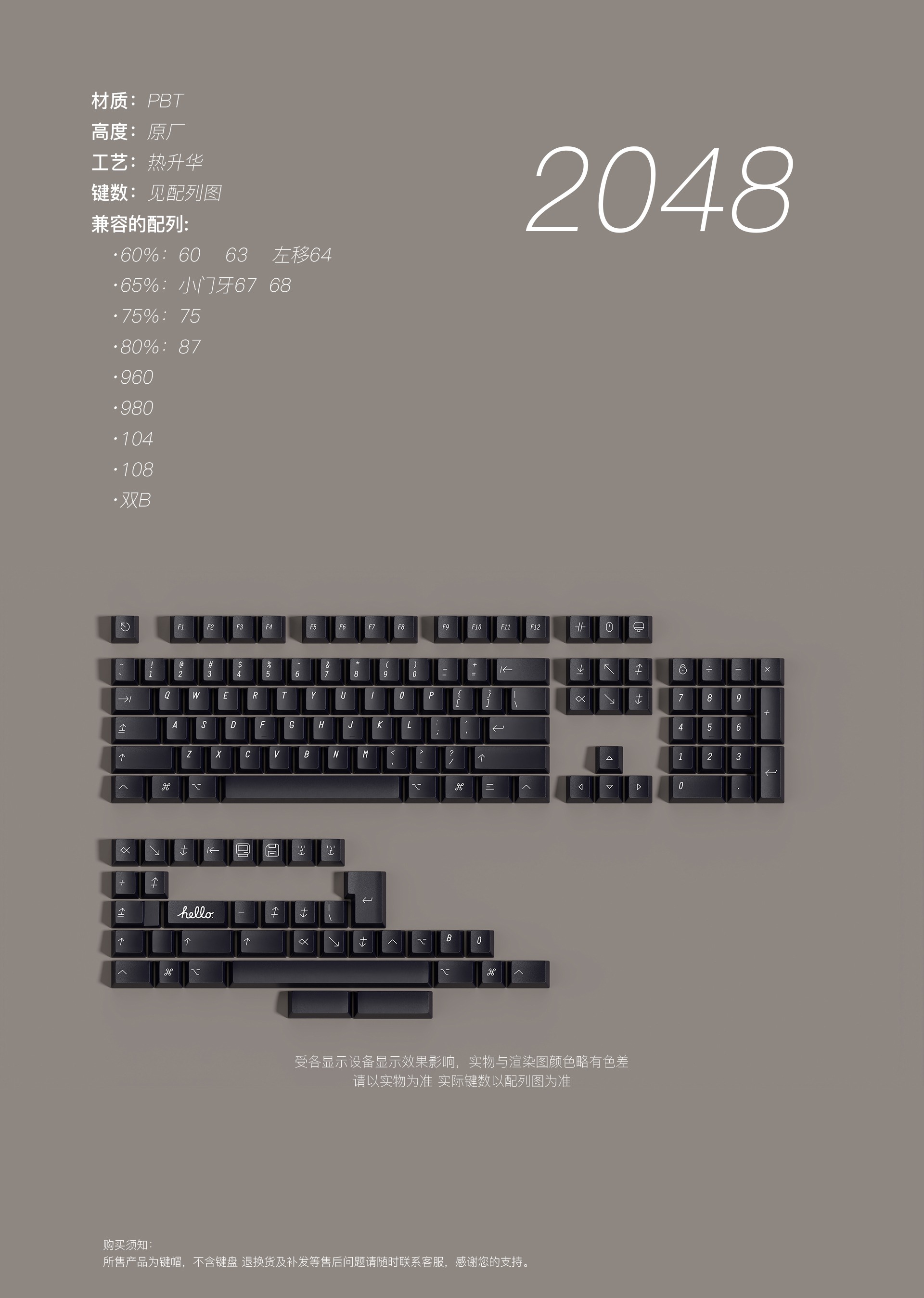 Keycap Walker Cherry  Black - 2048 PBT Dyesub