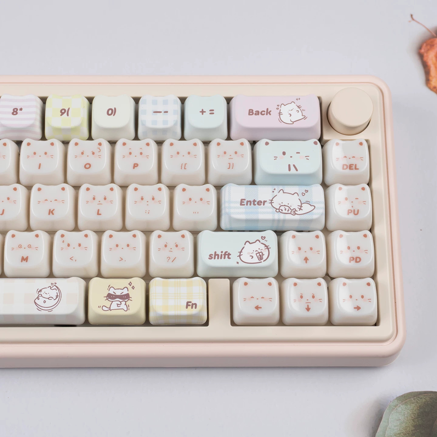 Keycap Mintcap Greedy Kitten MAO PBT+PC Xuyên Led