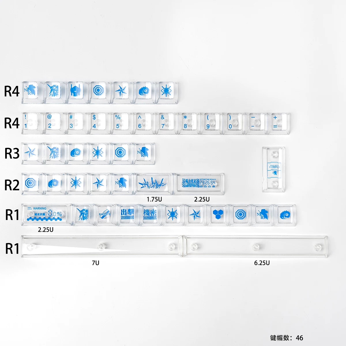 Keycap Mintcap Lilith Evangelion Xuyên Led Cherry PBT Dyesub