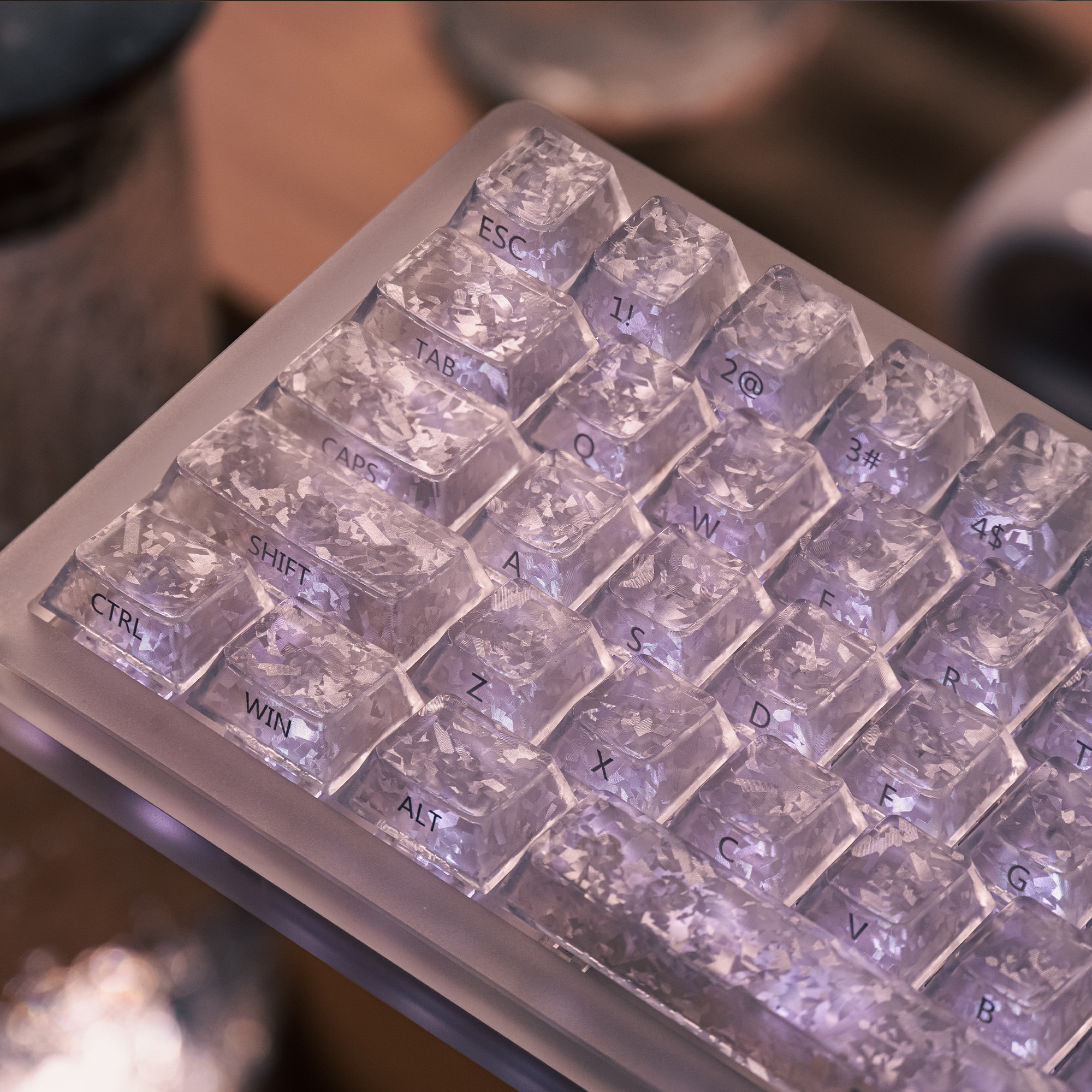 Keycap Mintcap White Ice Texture Translucent Cherry Carbon Fiber